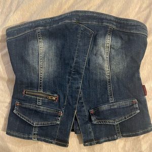 Urban outfitters stretchy jean tube top with zip back